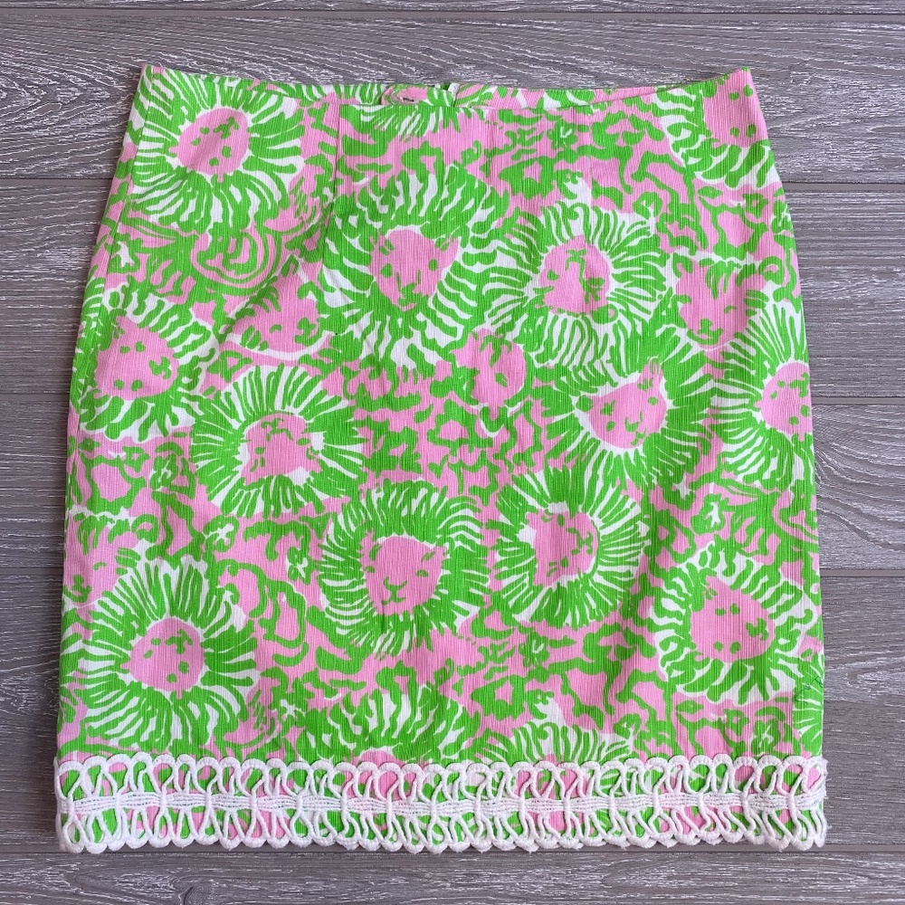 Lilly Pulitzer Pink & Green Sunny Side Lion Skirt
